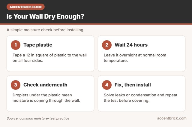Moisture test before installing the best 3d brick wall panels for humid rooms