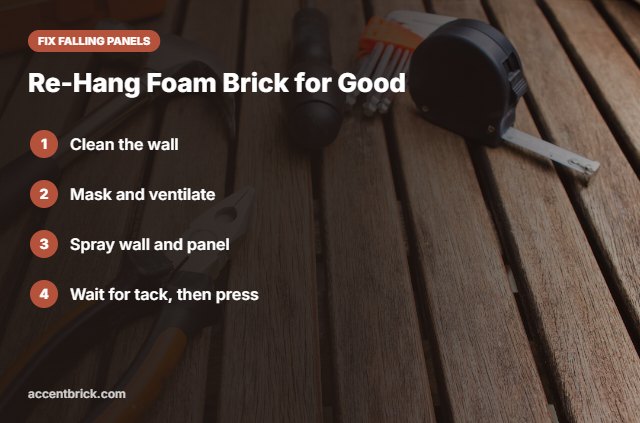 Steps to re-hang falling foam brick panels