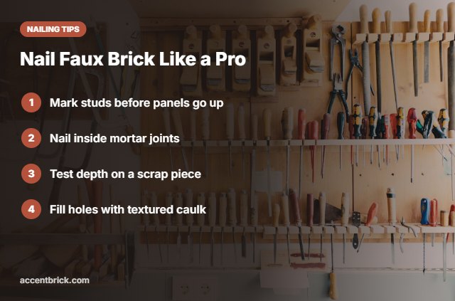 Brad nailing tips for faux brick panels