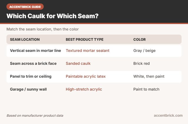 Which caulk to use for each faux brick seam
