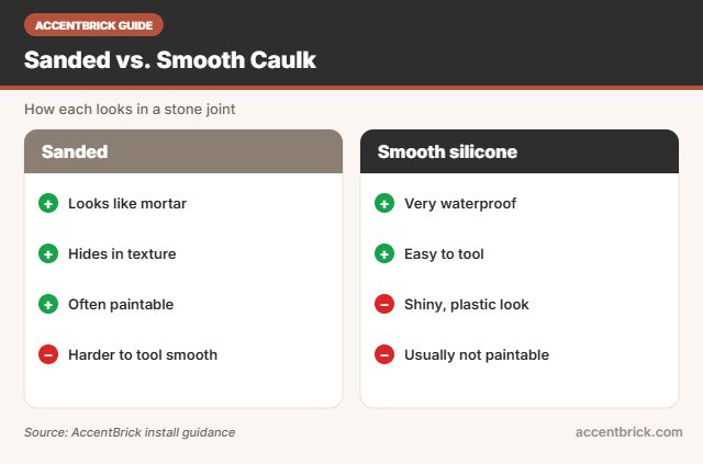 Sanded vs smooth for the best caulk for faux stone panel seams