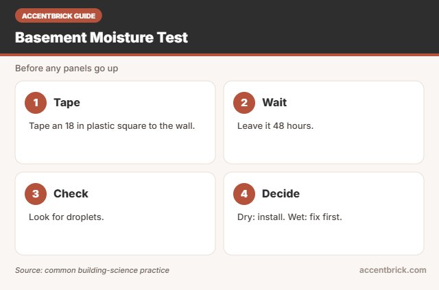 Moisture test for the best faux brick wall panels for basement walls
