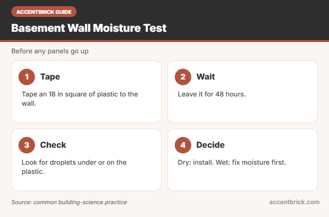 Moisture test for the best faux stone wall panels for basement walls