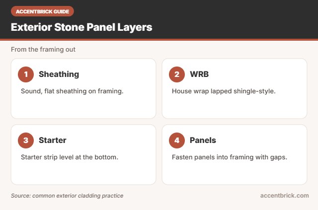 Wall layers for the best faux stone wall panels for exterior walls