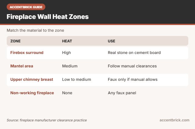 Heat zones for the best faux stone wall panels for fireplace walls