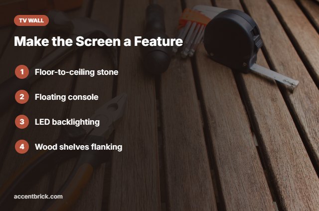 Ideas for a faux stone TV wall