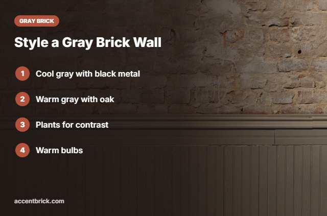 Styling tips for gray brick wall panels
