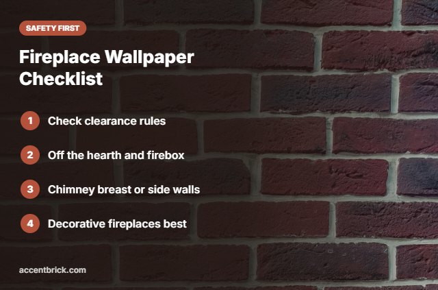 Safety checklist for fireplace brick wallpaper