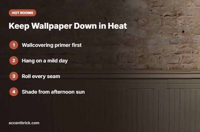 Tips for brick wallpaper in hot rooms
