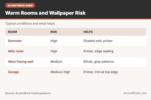Conditions for the best peel and stick brick wallpaper for hot rooms