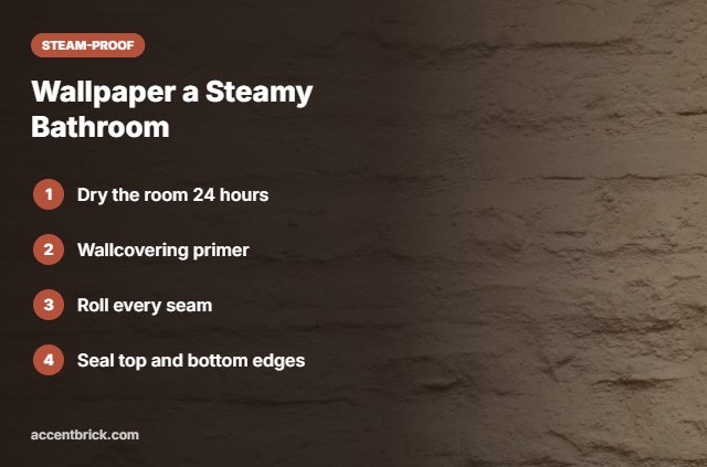 Install method for brick wallpaper in humid bathrooms
